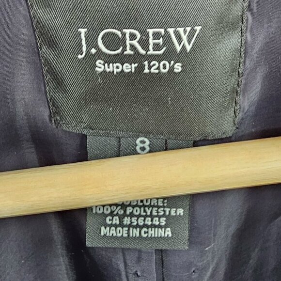 J. Crew Womens 8 Navy Super 120s Wool 2 Button Blazer Jacket - Picture 2 of 9